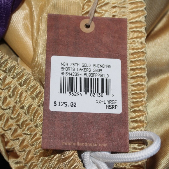 NBA Los Angeles Lakers 2009 75th Anniversary Gold Shorts - Picture 7 of 8